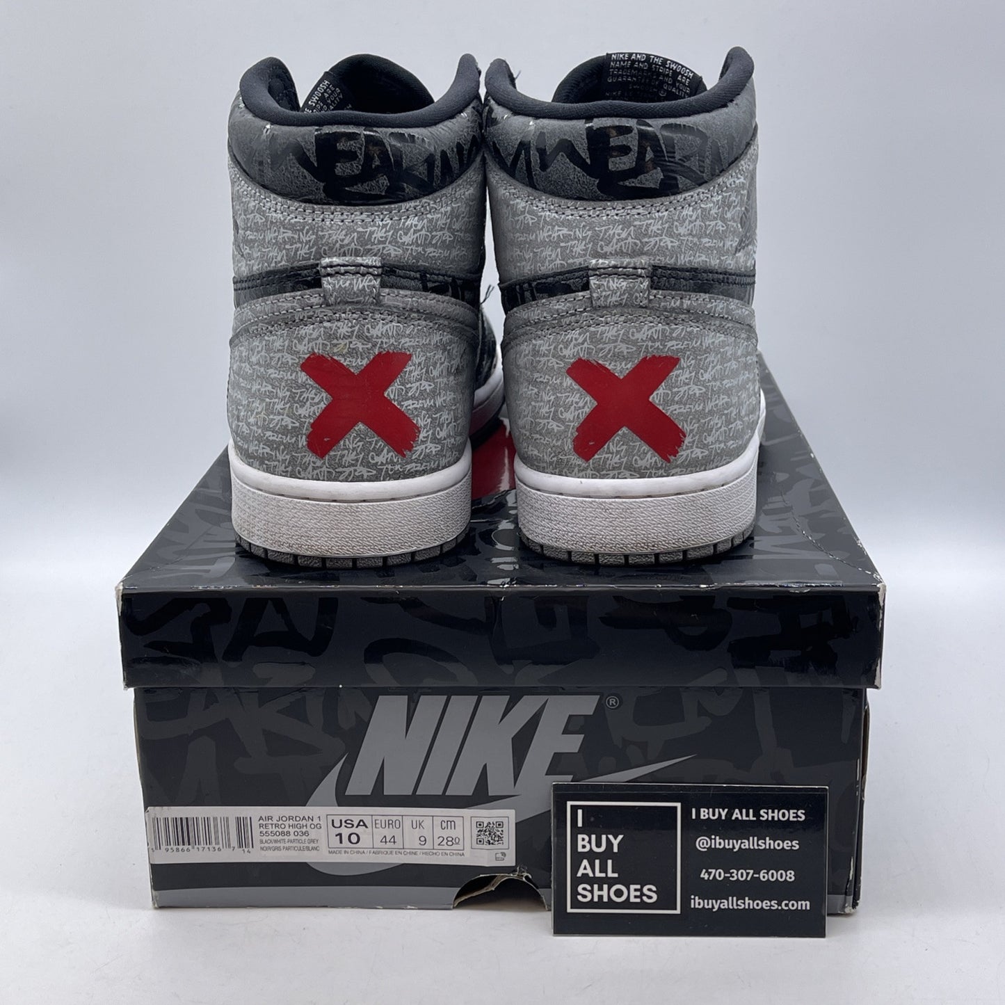 Size 10 - Jordan 1 OG High Rebellionaire Grey Black Suede Leather (555088-036)