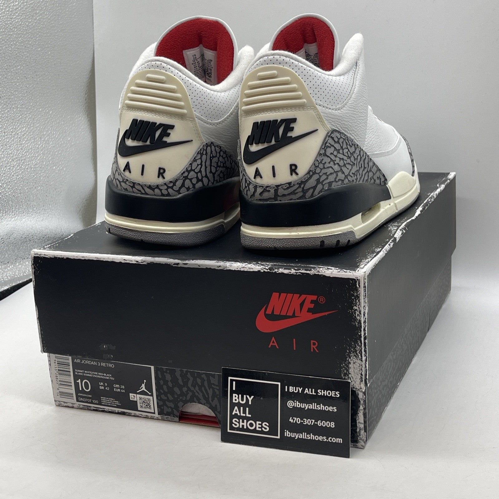Size 10 - Jordan 3 Retro Mid White Cement Reimagined Gray Black Suede DN3707-100