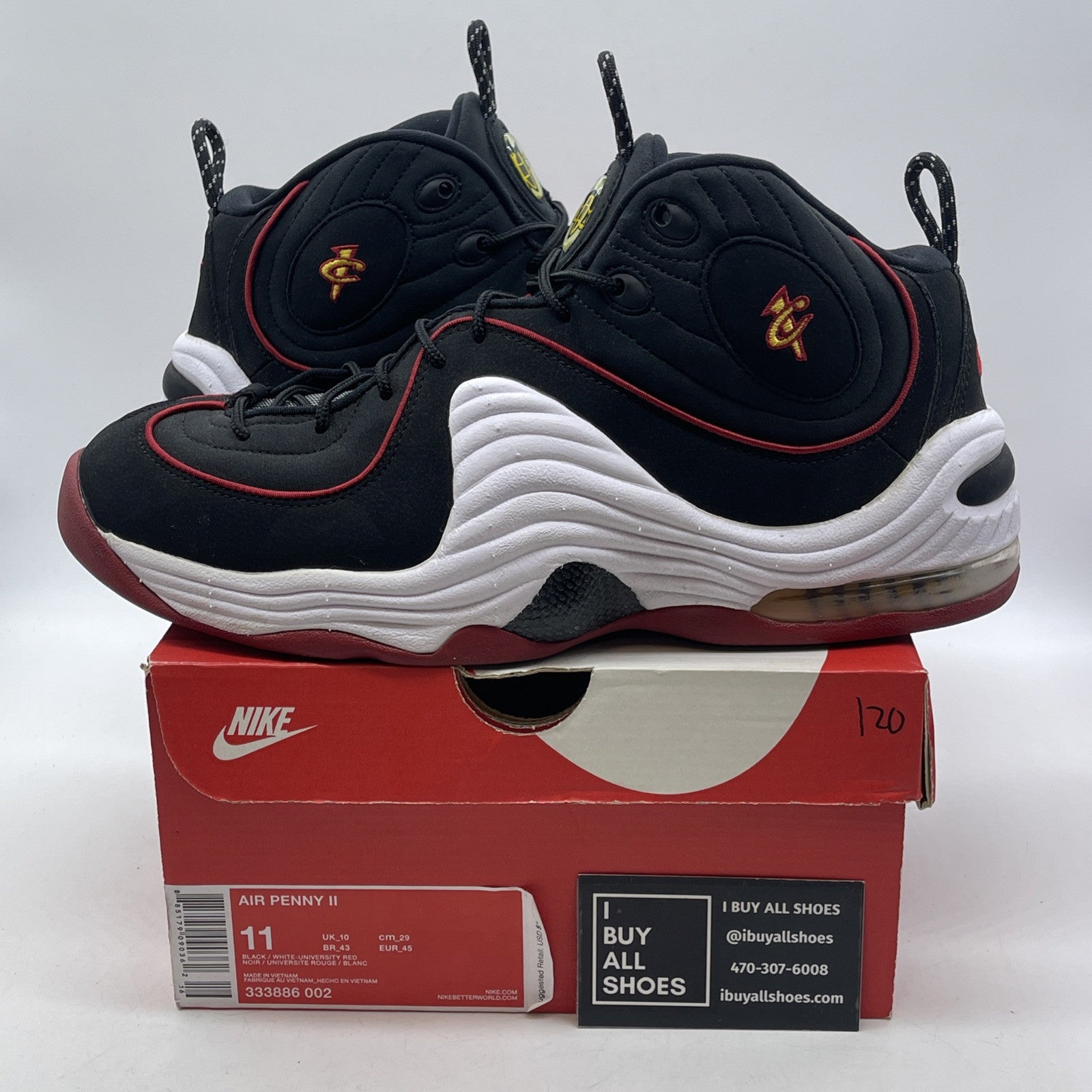 Size 11 - Nike Air Penny 2 2016 Miami Heat Black Suede (333886-002)