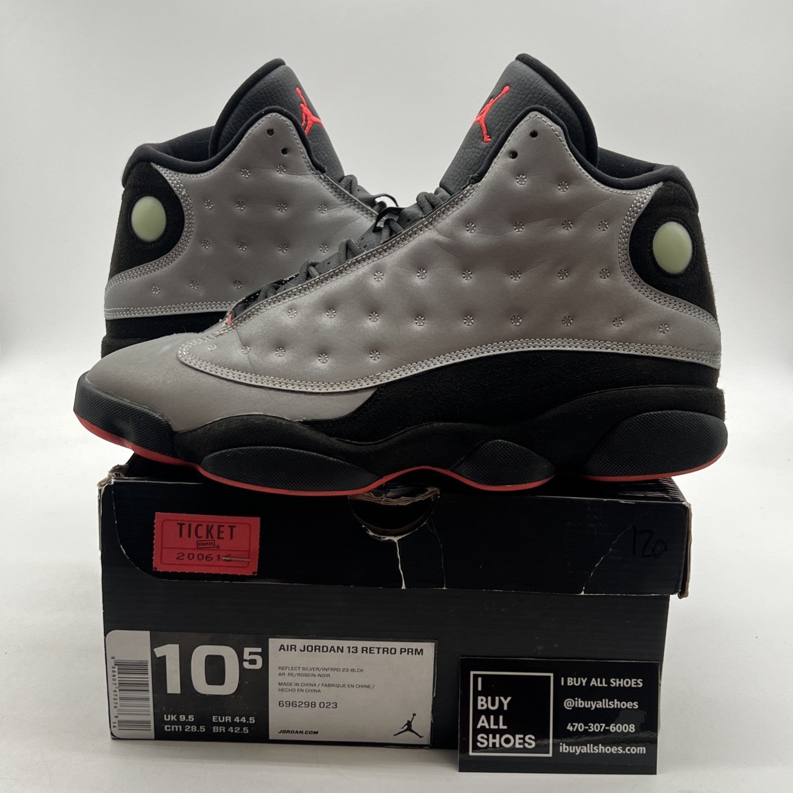 Size 10.5 - Air Jordan 13 Retro Reflective Silver (696298-023)