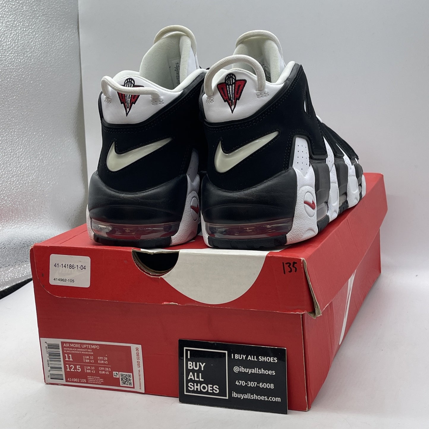 Size 11 - Nike Air More Uptempo Scottie Pippen black White Suede (414962-105)
