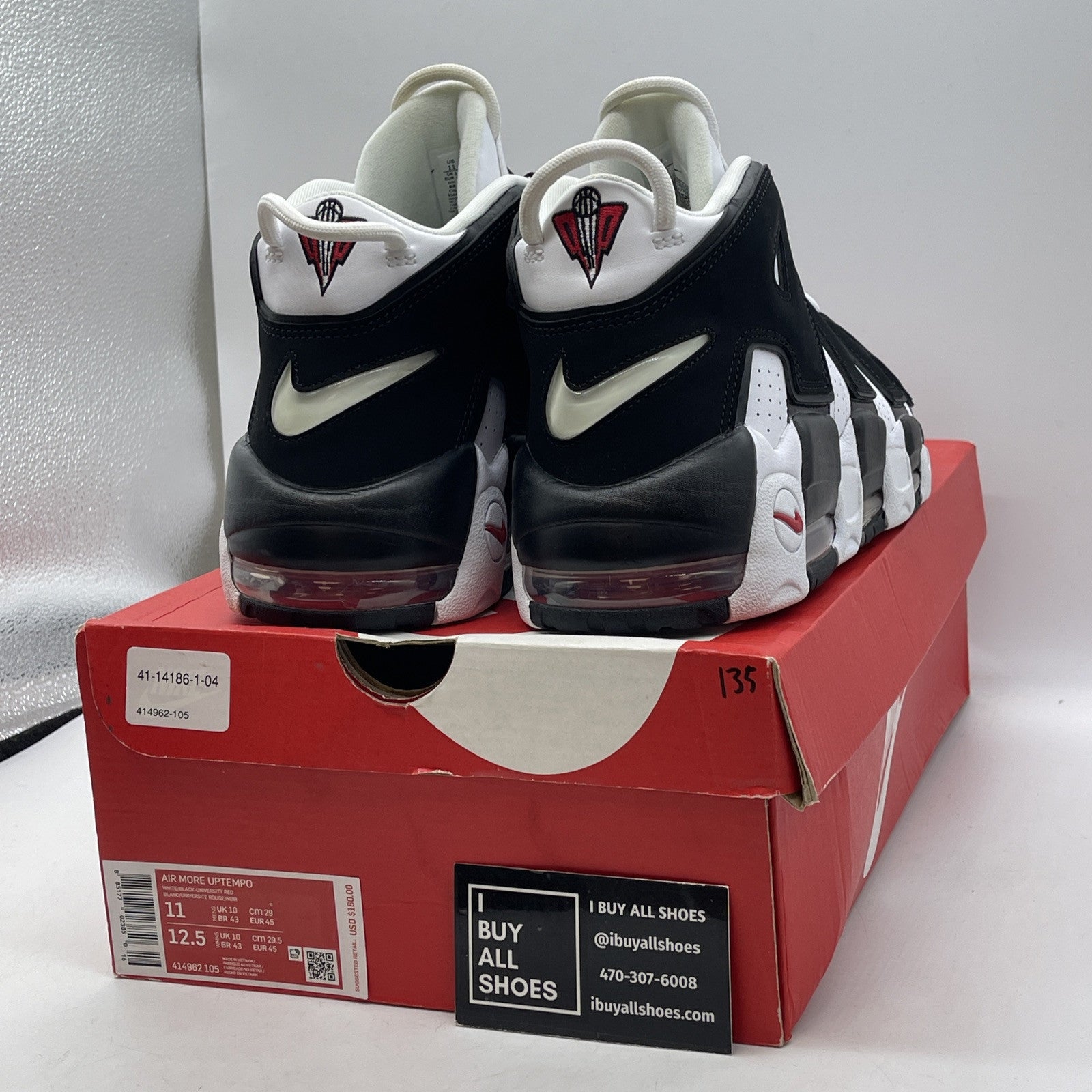 Size 11 - Nike Air More Uptempo Scottie Pippen black White Suede (414962-105)