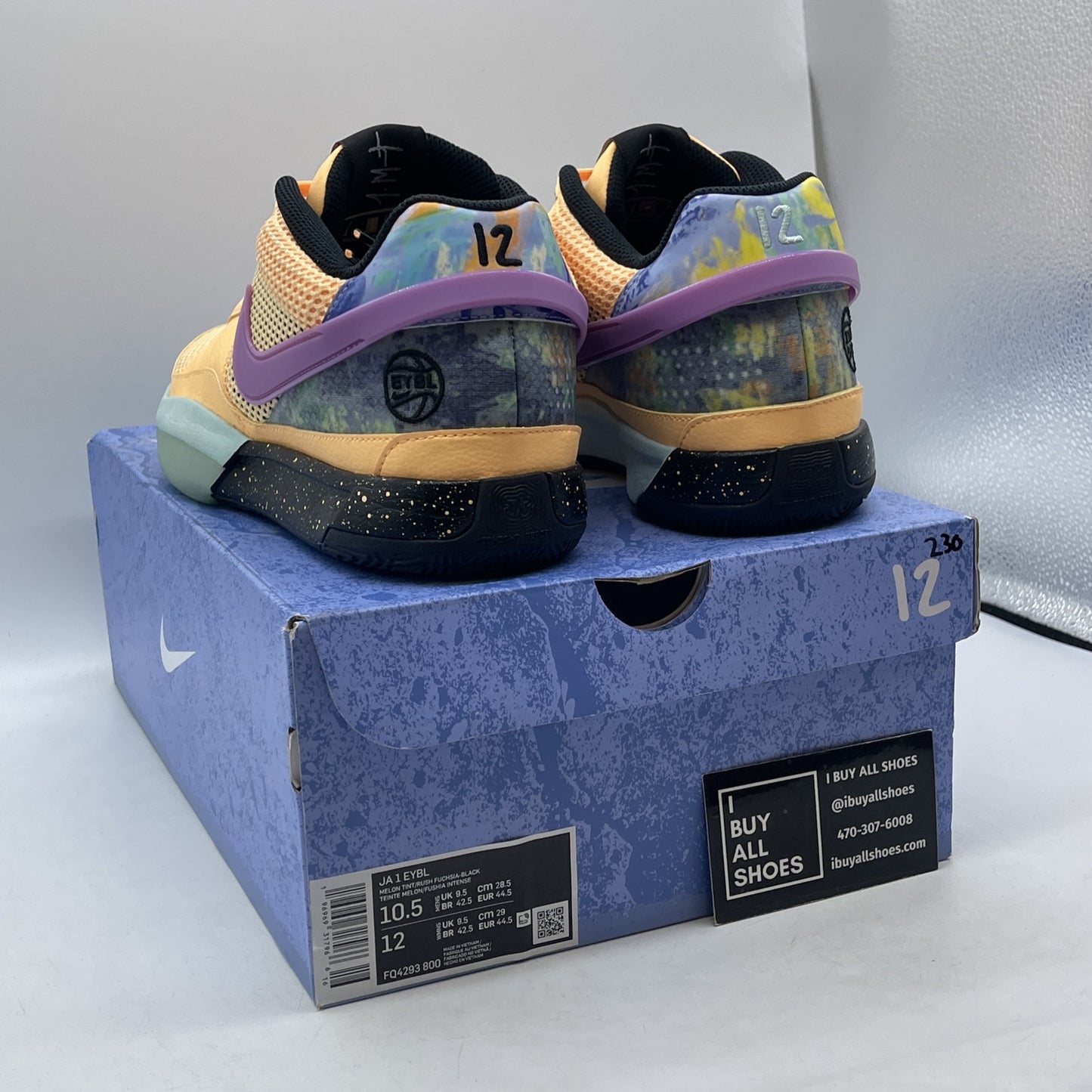 Size 10.5 - Nike Ja 1 EYBL Purple Orange Blue Suede Leather (FQ4293-800)