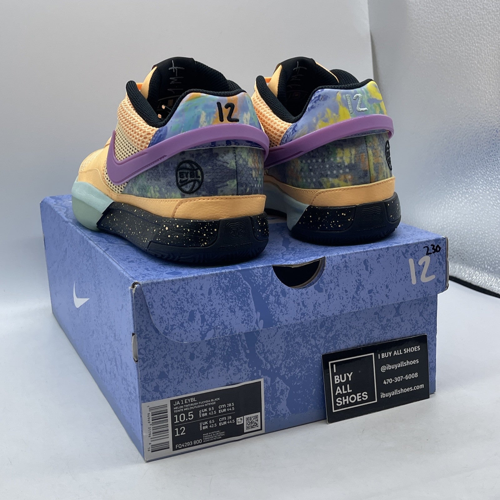 Size 10.5 - Nike Ja 1 EYBL Purple Orange Blue Suede Leather (FQ4293-800)