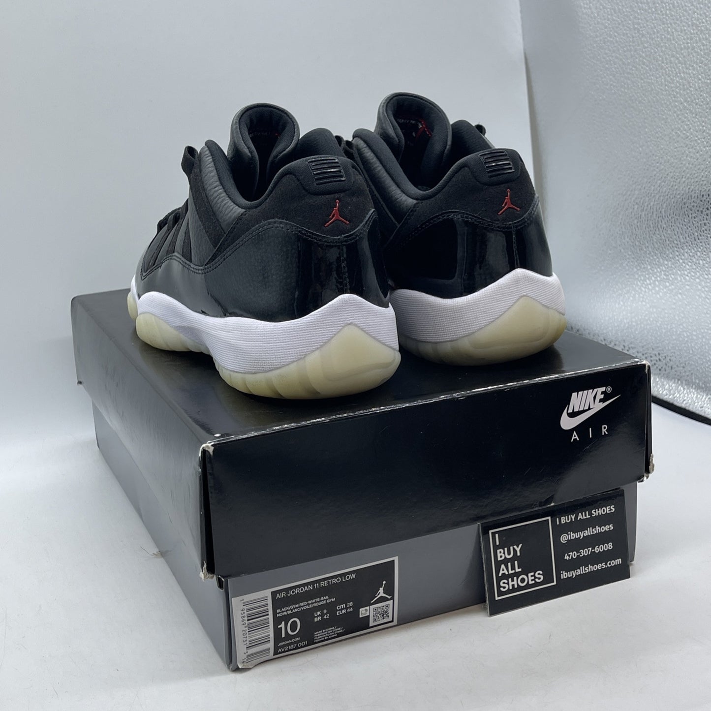 Size 10 - Jordan 11 Retro Low 72-10 Black Red Suede Leather (AV2187-001)