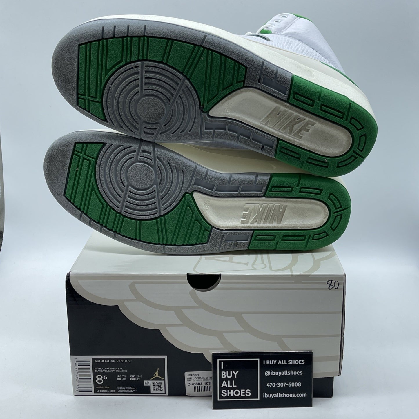 Size 8.5 - Jordan 2 Retro Lucky Green White Leather (DR8884-103)