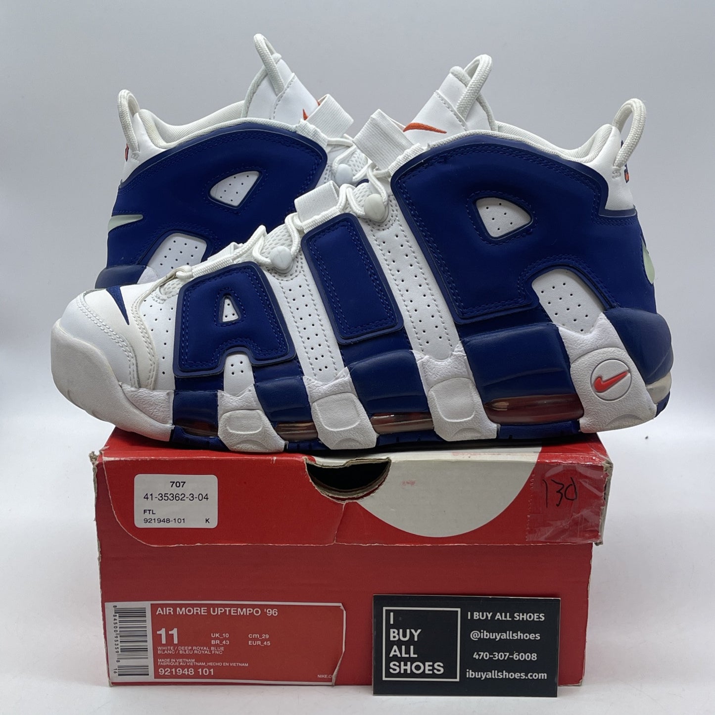 Size 11 - Nike Air More Uptempo Knicks Blue White Suede Leather (921948-101)