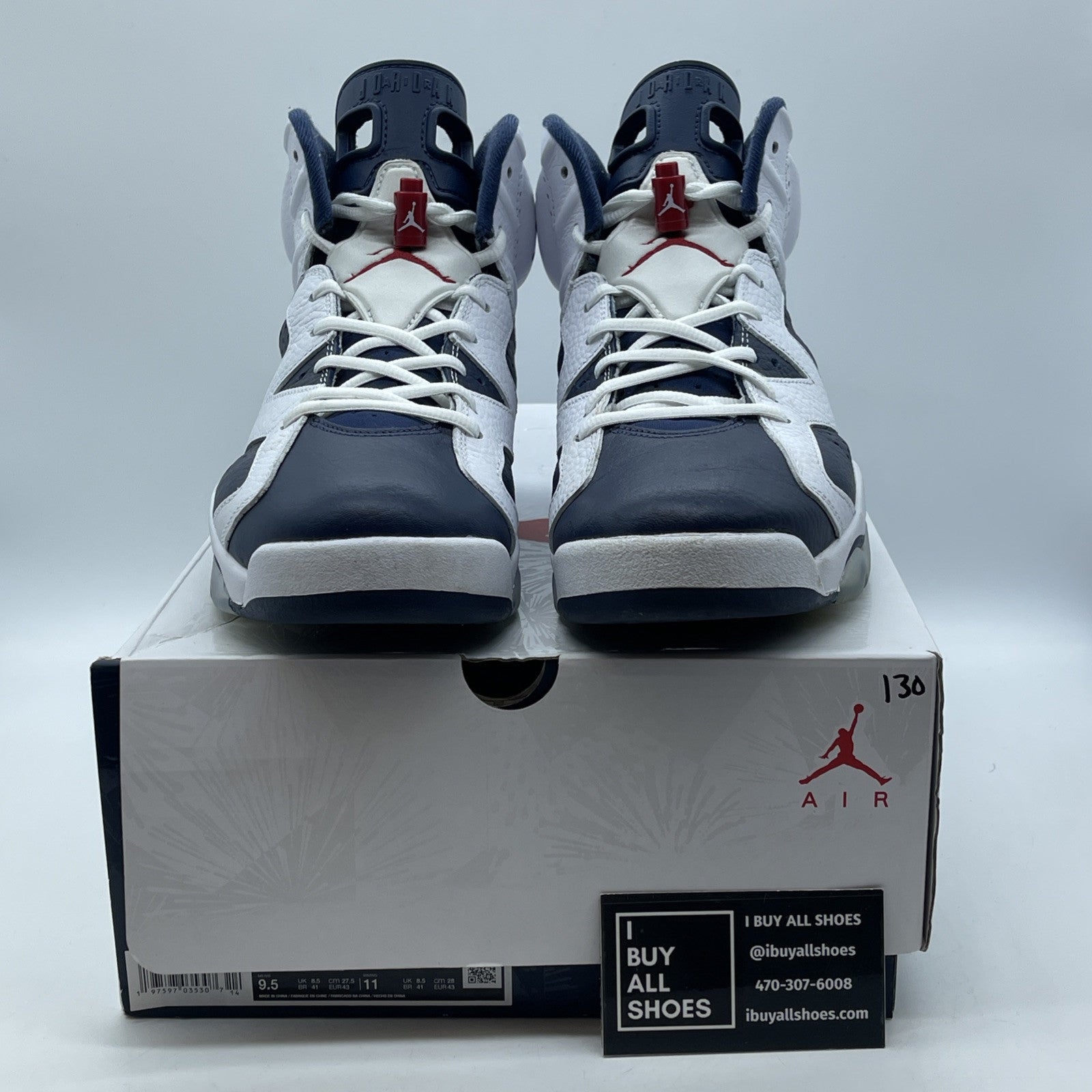 Size 9.5 - Air Jordan 6 Retro 2024 Olympic Blue White Leather (CT8529-164)