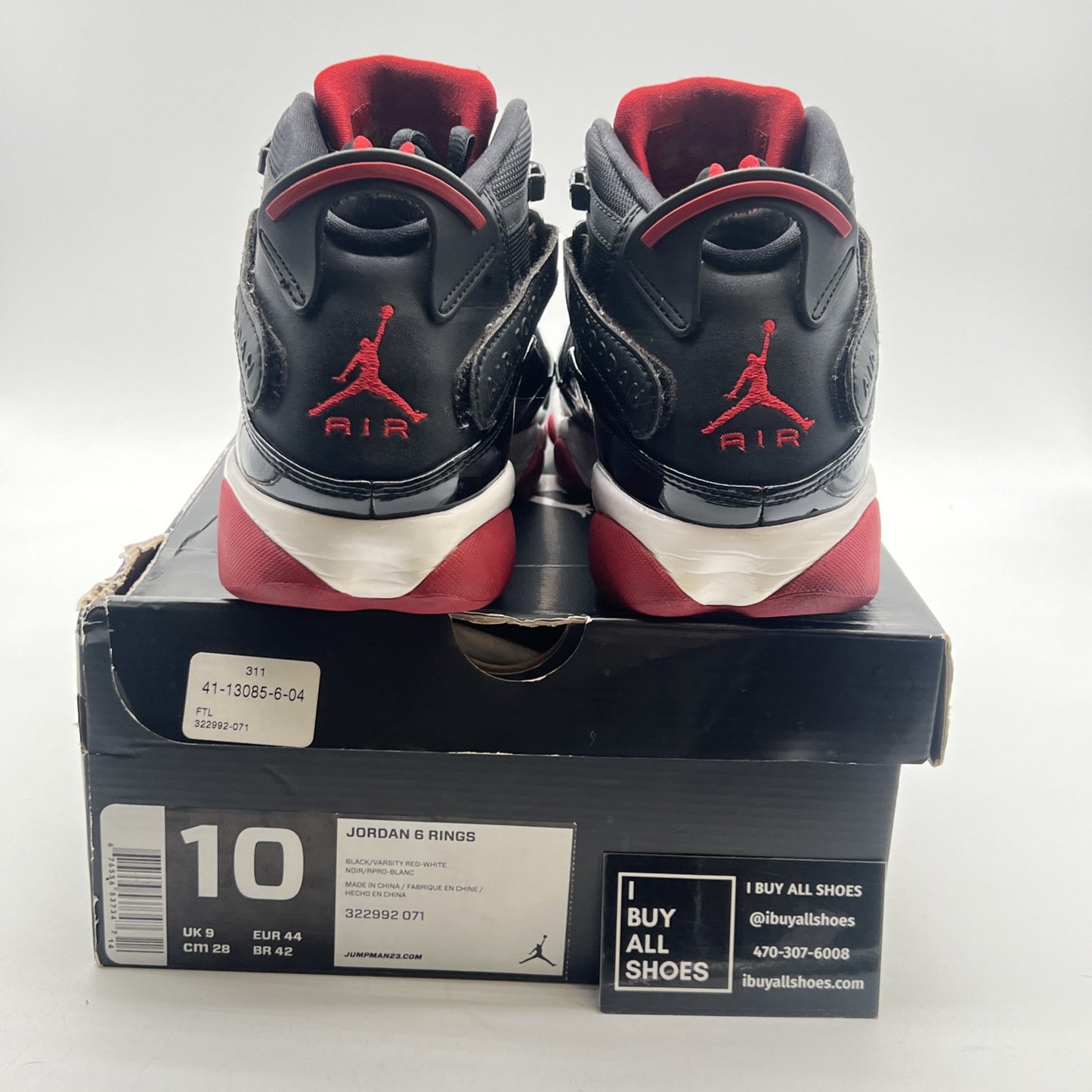 Size 10 - Air Jordan 6 Rings 2013 Bred (322992-071)