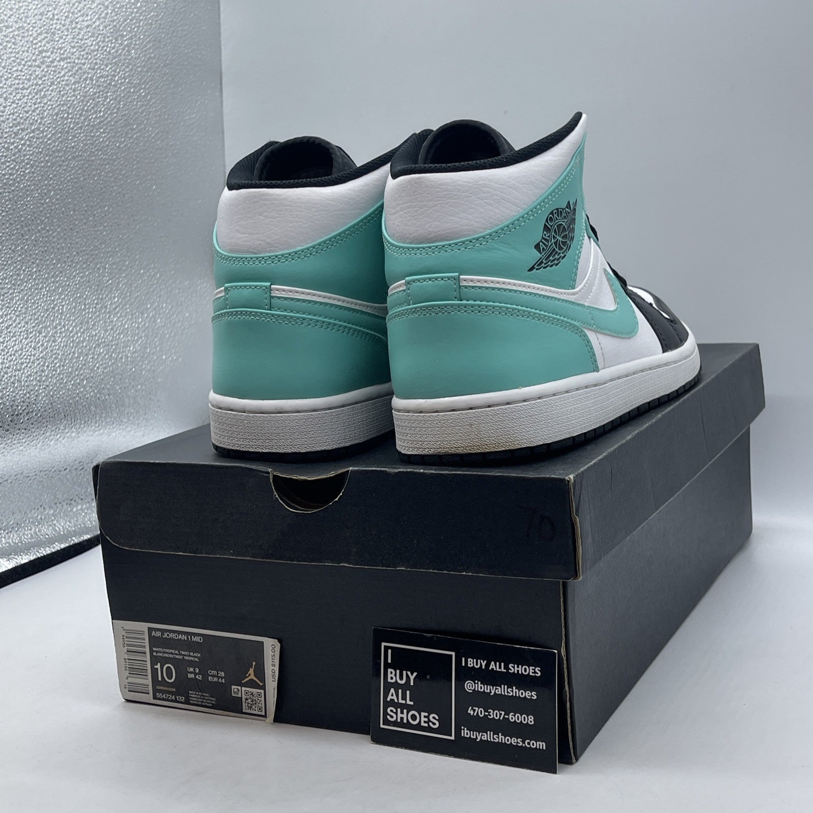 Size 10 - Air Jordan 1 Mid Tropical Twist Blue White Leather (554724-132)