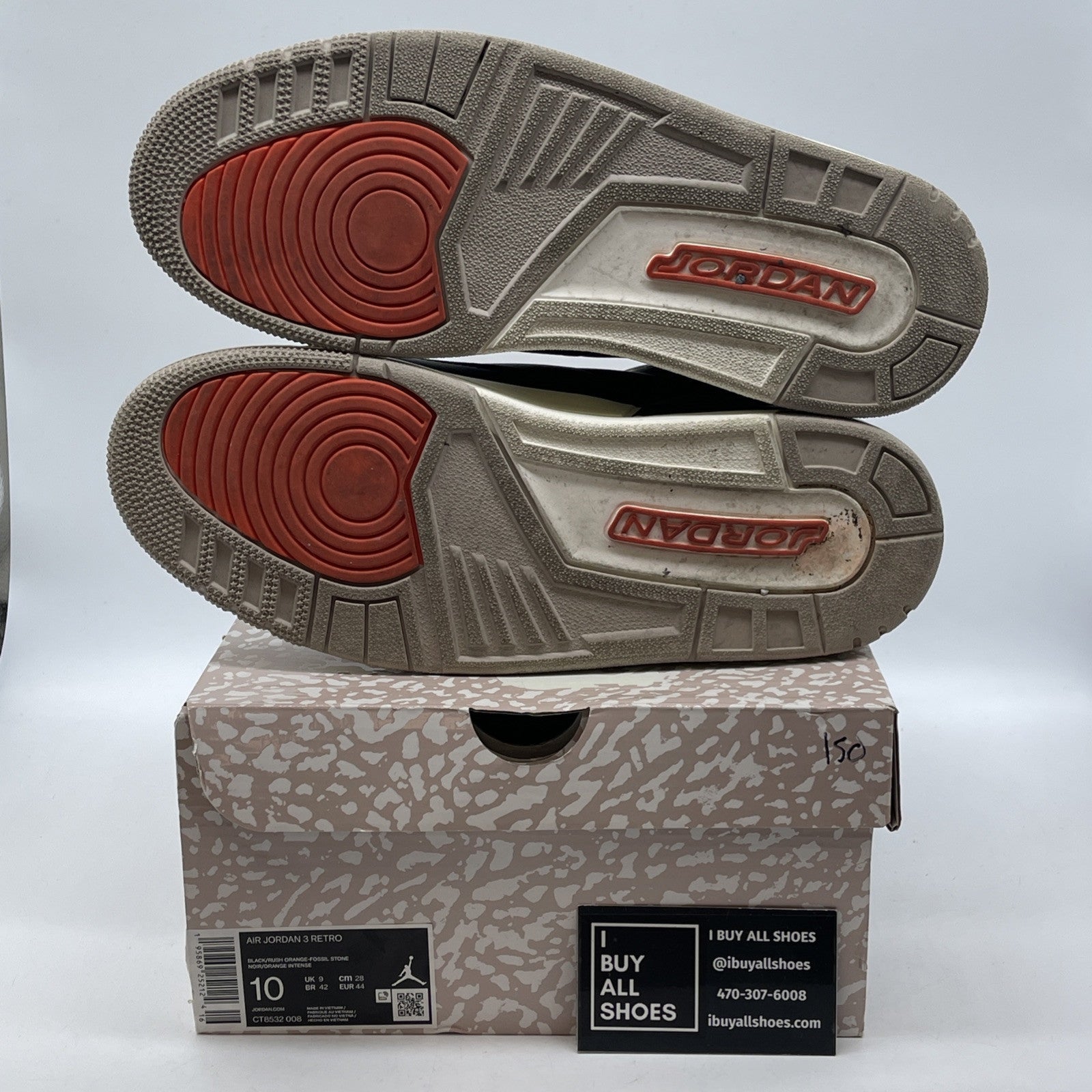 Size 10 - Jordan 3 Retro Mid Desert Elephant Black Suede Leather (CT8532-008)
