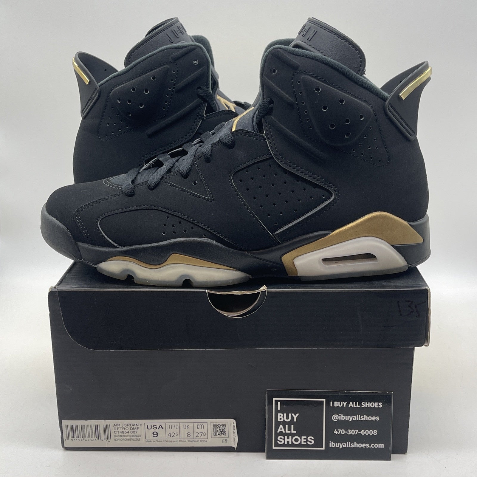 Size 9 - Jordan 6 Retro Defining Moments Black Gold Suede (CT4954-007)