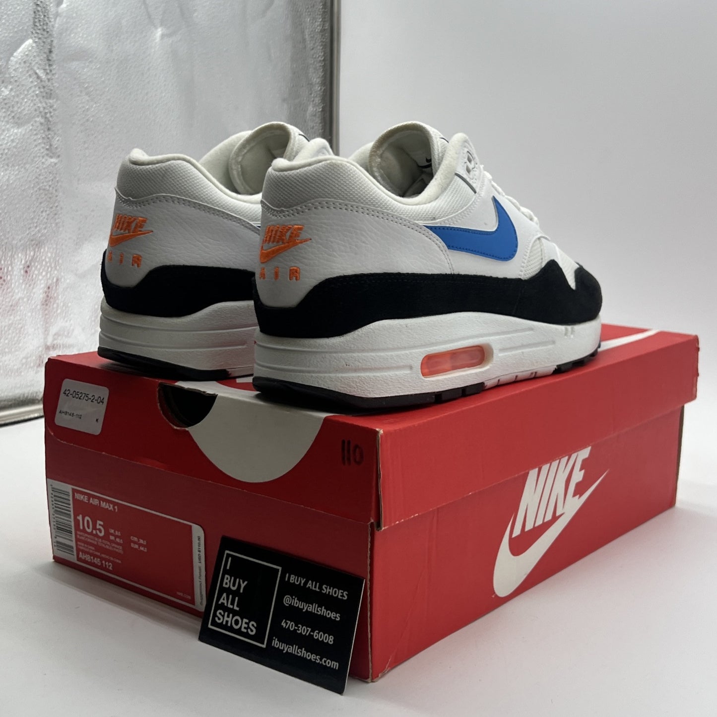 Size 10.5 - Nike Air Max 1 Photo Blue Total Orange (AH8145-112)