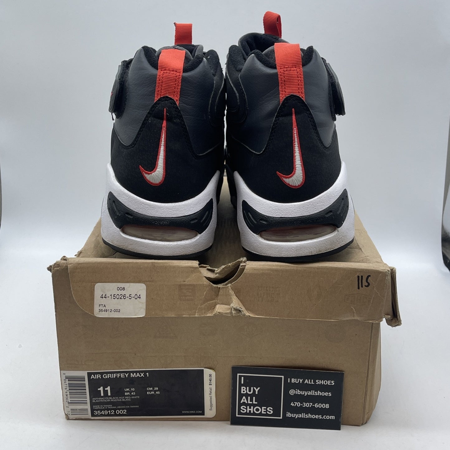 Size 11 - Nike Air Griffey Max 1 Anthracite Black Suede Leather (354912-002)