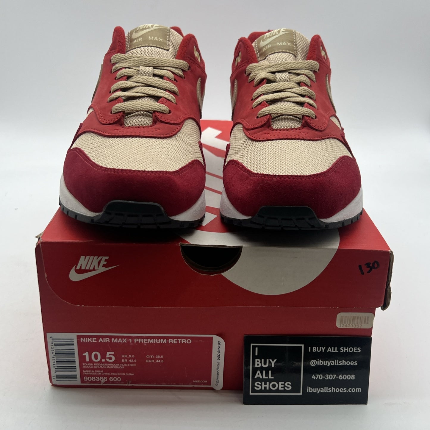 Size 10.5 - Nike Air Max 1 Premium Retro Red Curry (908366-600)