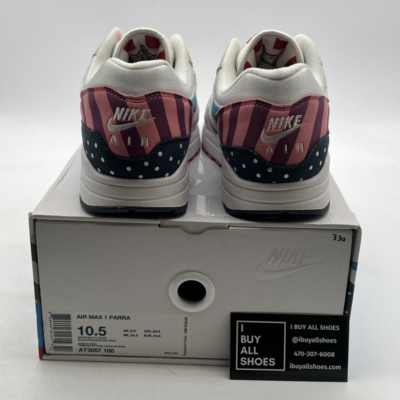 Size 10.5 - Nike Parra x Air Max 1 White (AT3057-100)