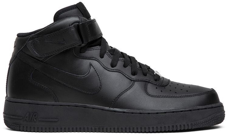 Size 9 - Nike Air Force 1 '07 Mid Triple Black Leather (315123-001)