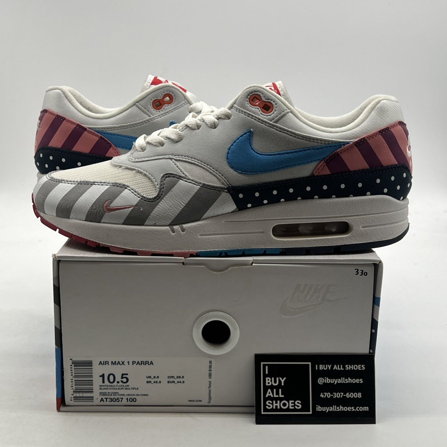 Size 10.5 - Nike Parra x Air Max 1 White (AT3057-100)