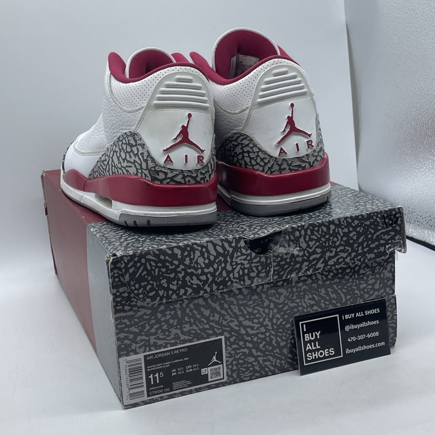 Size 11.5 - Jordan 3 Retro Mid Cardinal Red White Grey Suede (CT8532-126)