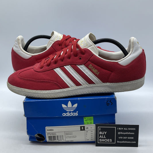 Size 11 - Adidas Originals SAMBA OG Low Top Board Red White Gold Suede (G51492)