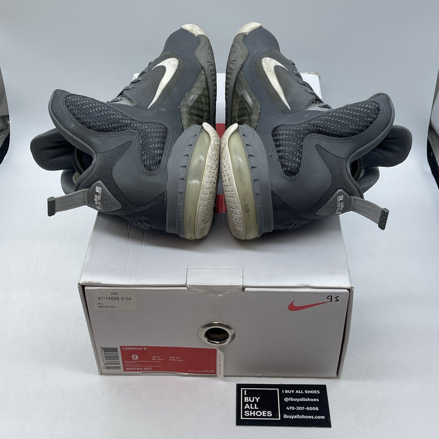 Size 9 - Nike LeBron 9 Cool Grey White Suede Leather (469764-007)
