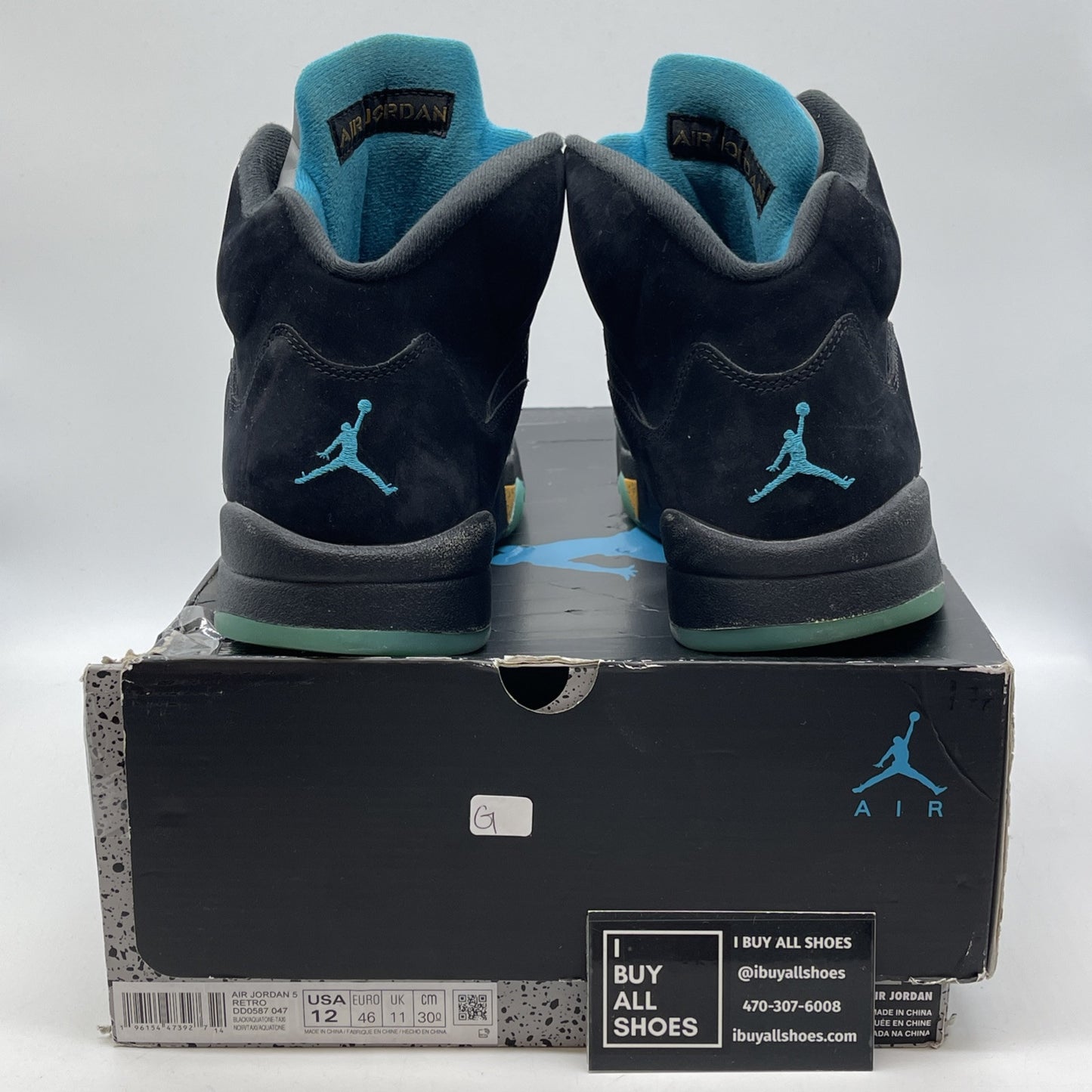 Size 12 - Jordan 5 Retro Mid Aqua Black Yellow Green Suede (DD0587-047)
