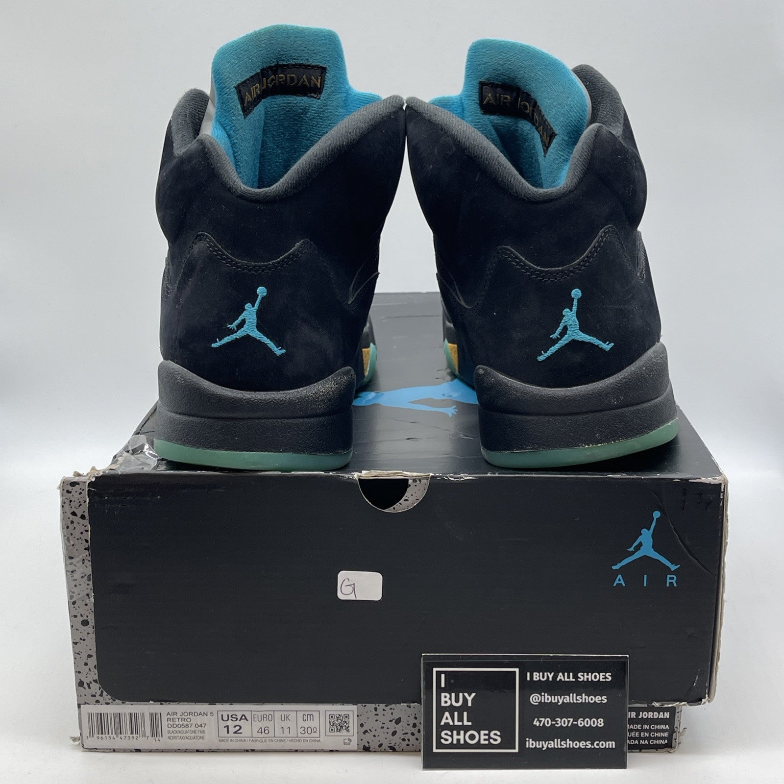 Size 12 - Jordan 5 Retro Mid Aqua Black Yellow Green Suede (DD0587-047)