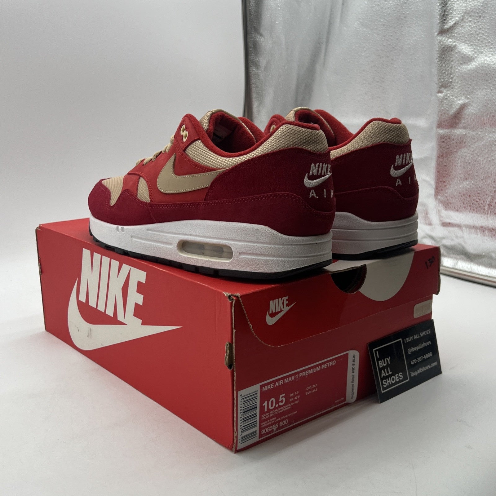 Size 10.5 - Nike Air Max 1 Premium Retro Red Curry (908366-600)