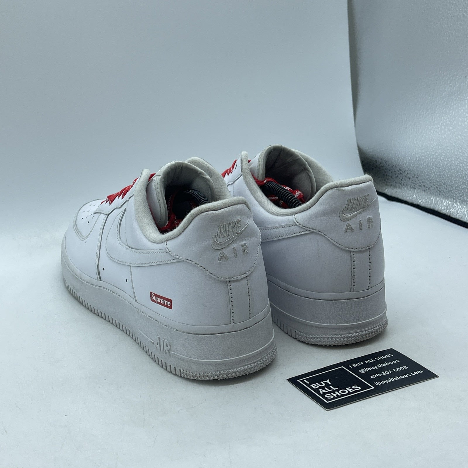 Size 12 - Nike Air Force 1 x Supreme Low Box Logo - White Leather (CU9225-100)