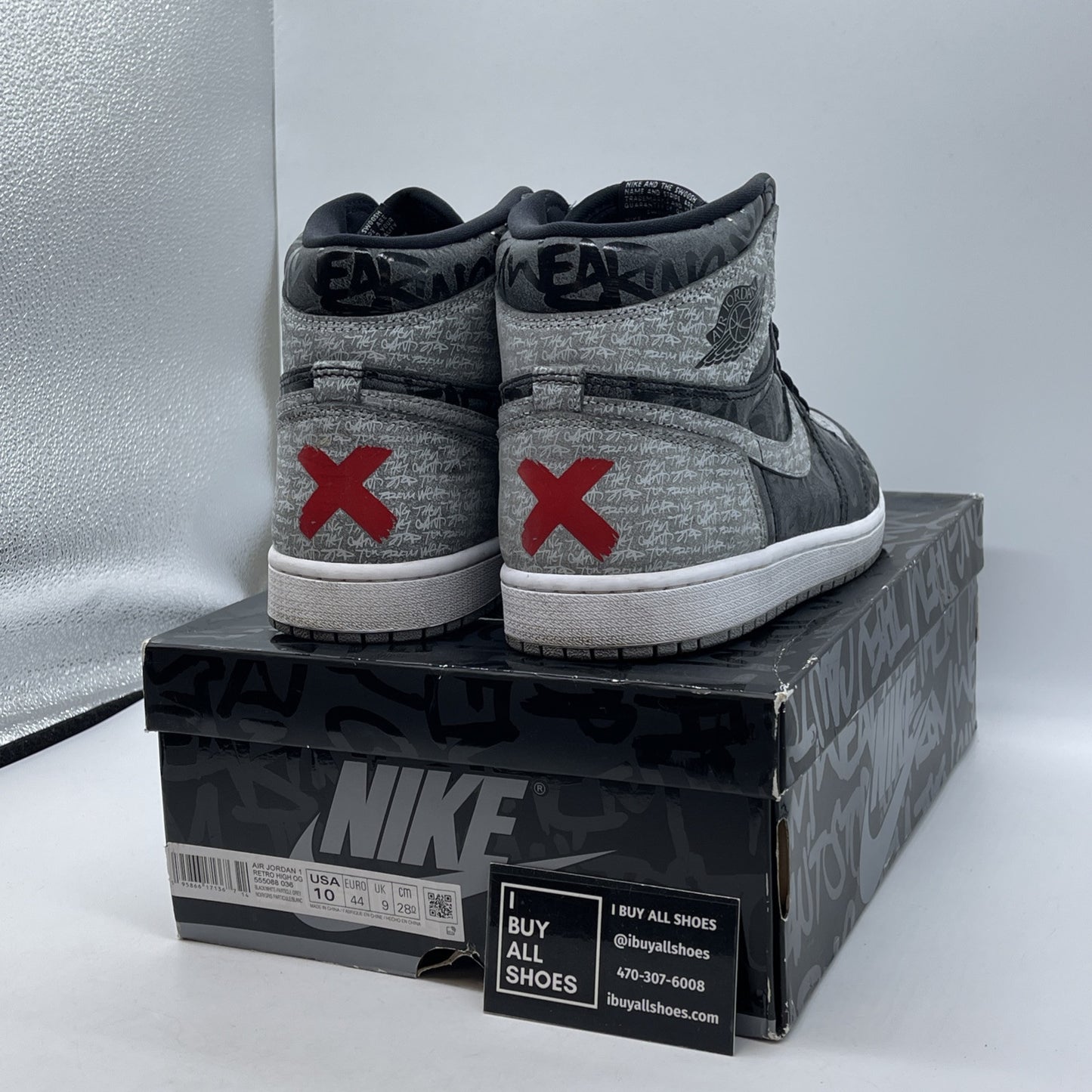 Size 10 - Jordan 1 OG High Rebellionaire Grey Black Suede Leather (555088-036)