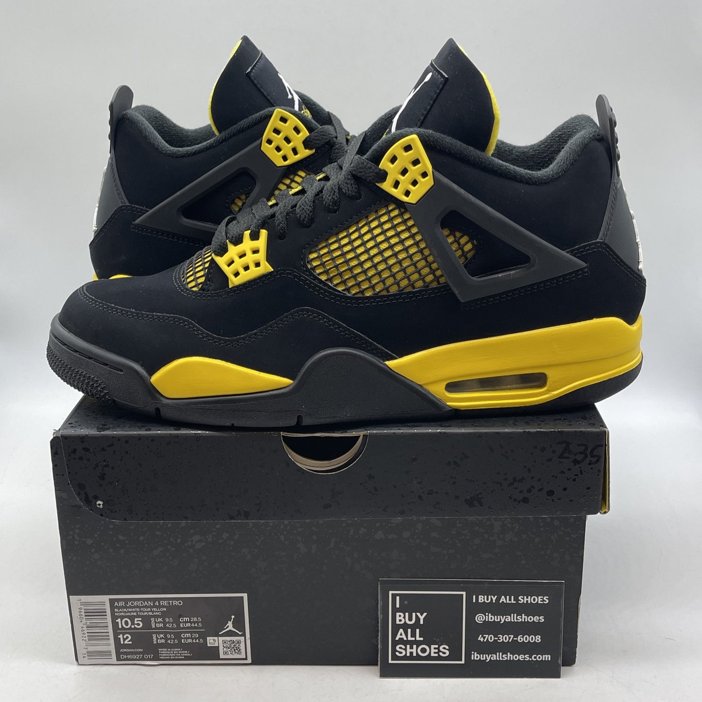 Size 10.5 - Jordan 4 Retro Mid Thunder Yellow White Black Suede (DH6927-017)