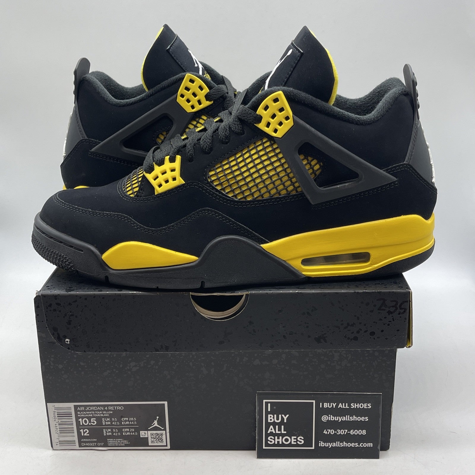 Size 10.5 - Jordan 4 Retro Mid Thunder Yellow White Black Suede (DH6927-017)