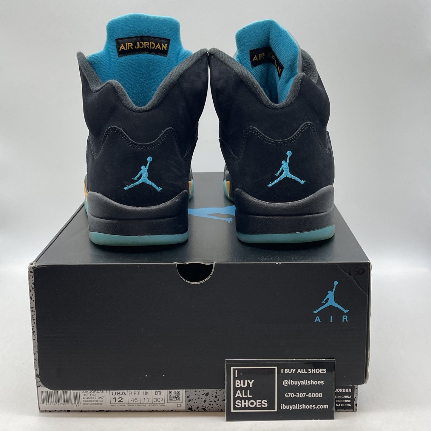 Size 12 - Jordan 5 Retro Mid Aqua Blue Yellow Black Suede (DD0587-047)