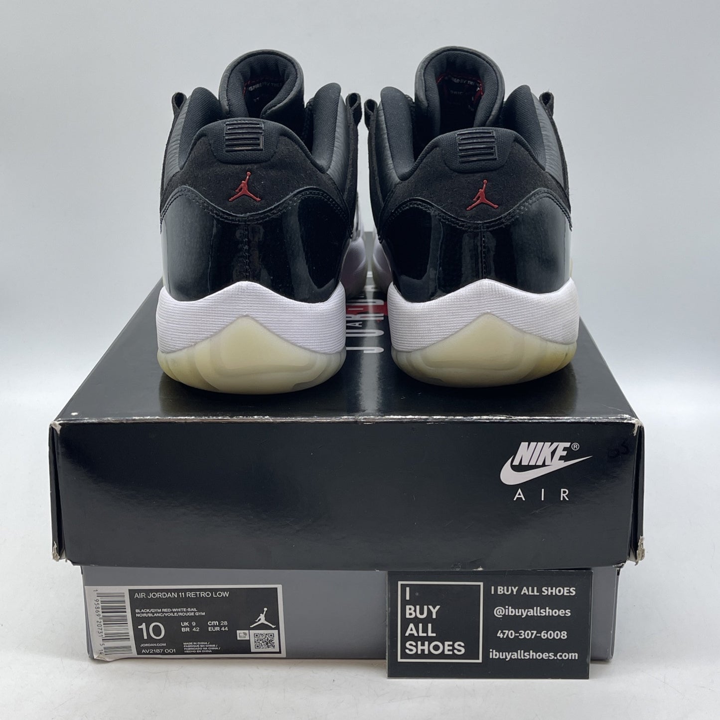 Size 10 - Jordan 11 Retro Low 72-10 Black Red Suede Leather (AV2187-001)
