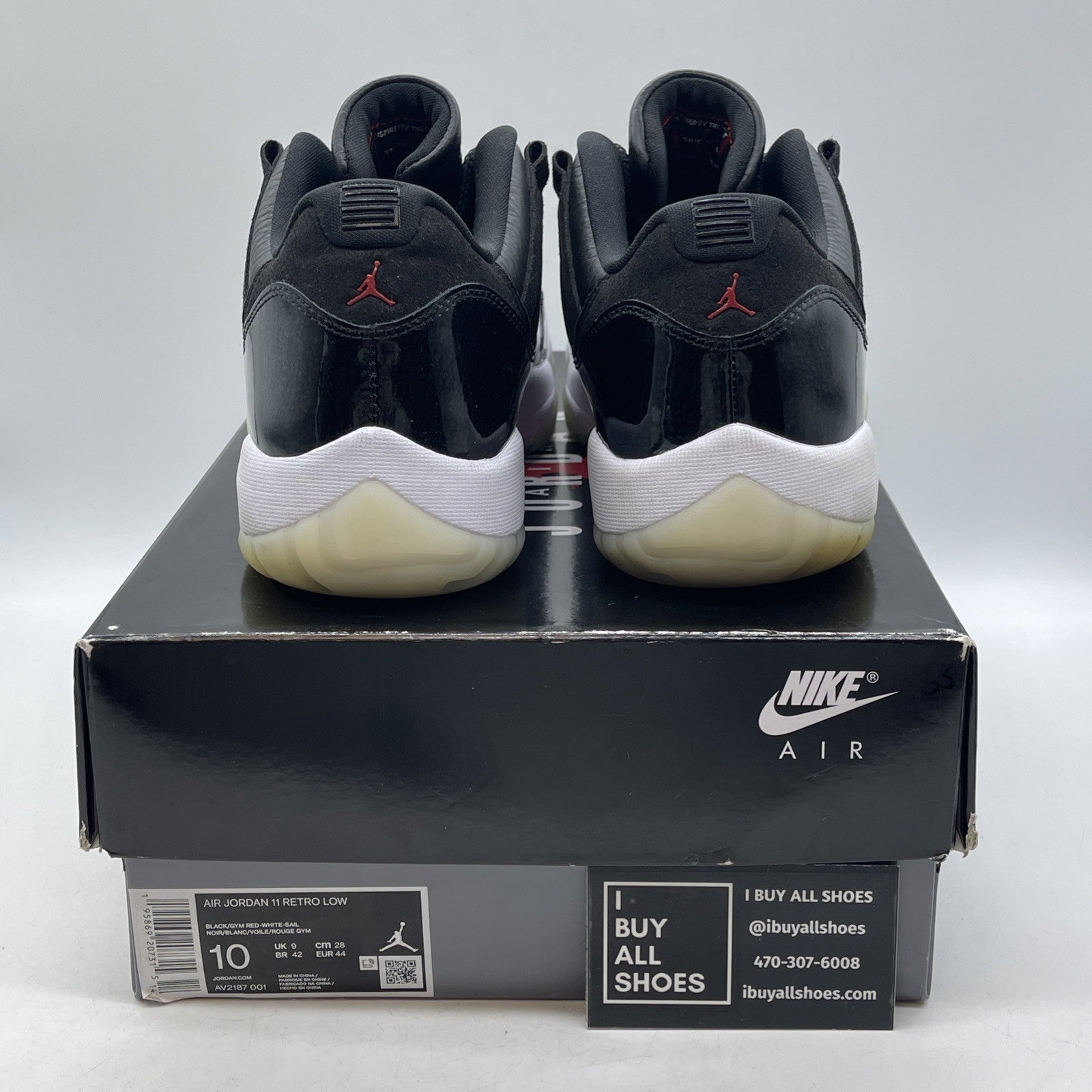 Size 10 - Jordan 11 Retro Low 72-10 Black Red Suede Leather (AV2187-001)