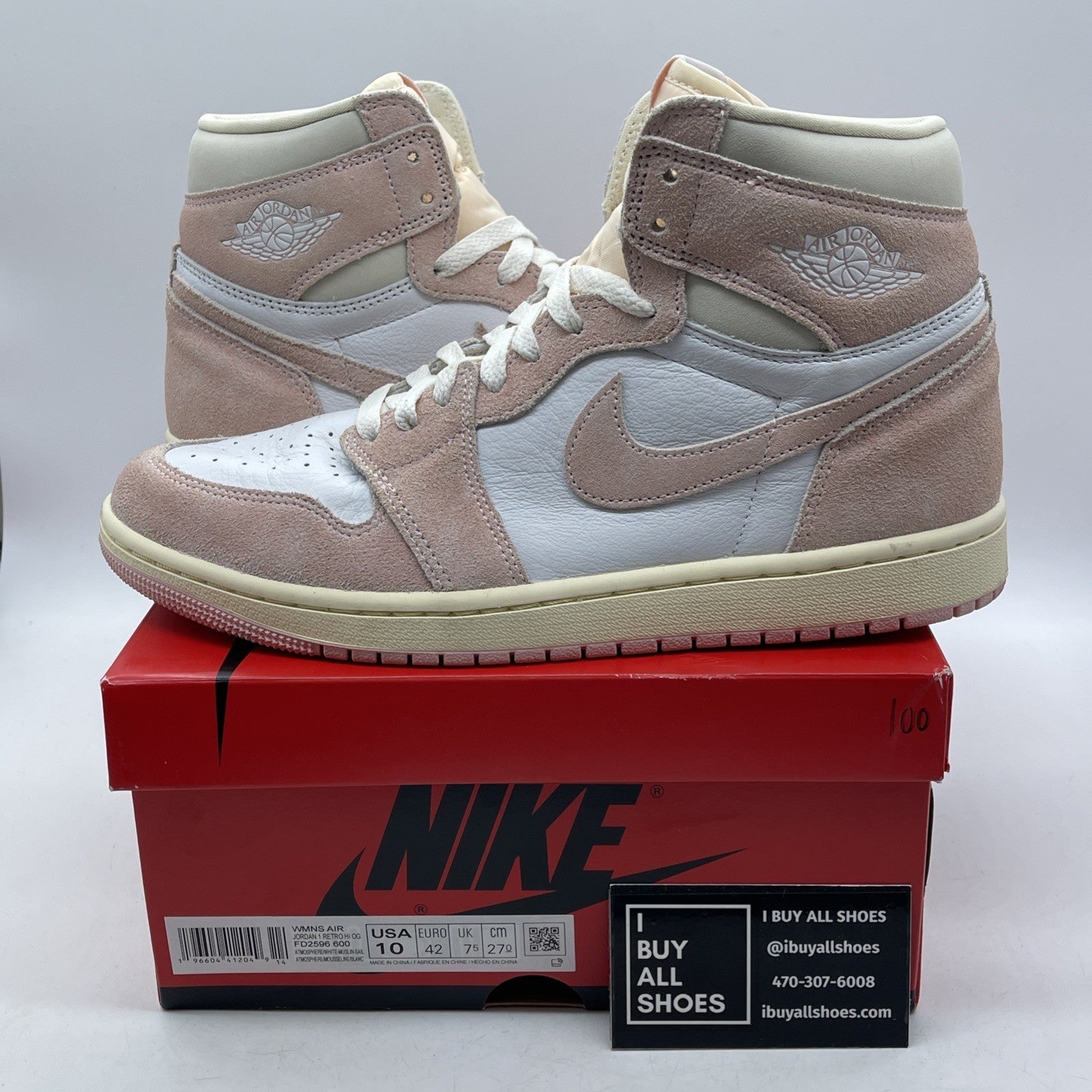 Size 10W - Air Jordan 1 Retro OG High Washed Pink White Suede (FD2596-600)