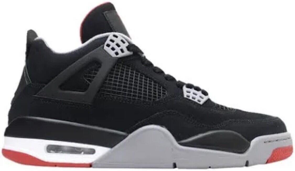 Size 9 - Jordan 4 Retro bred release Grey Red Suede (308497-089)