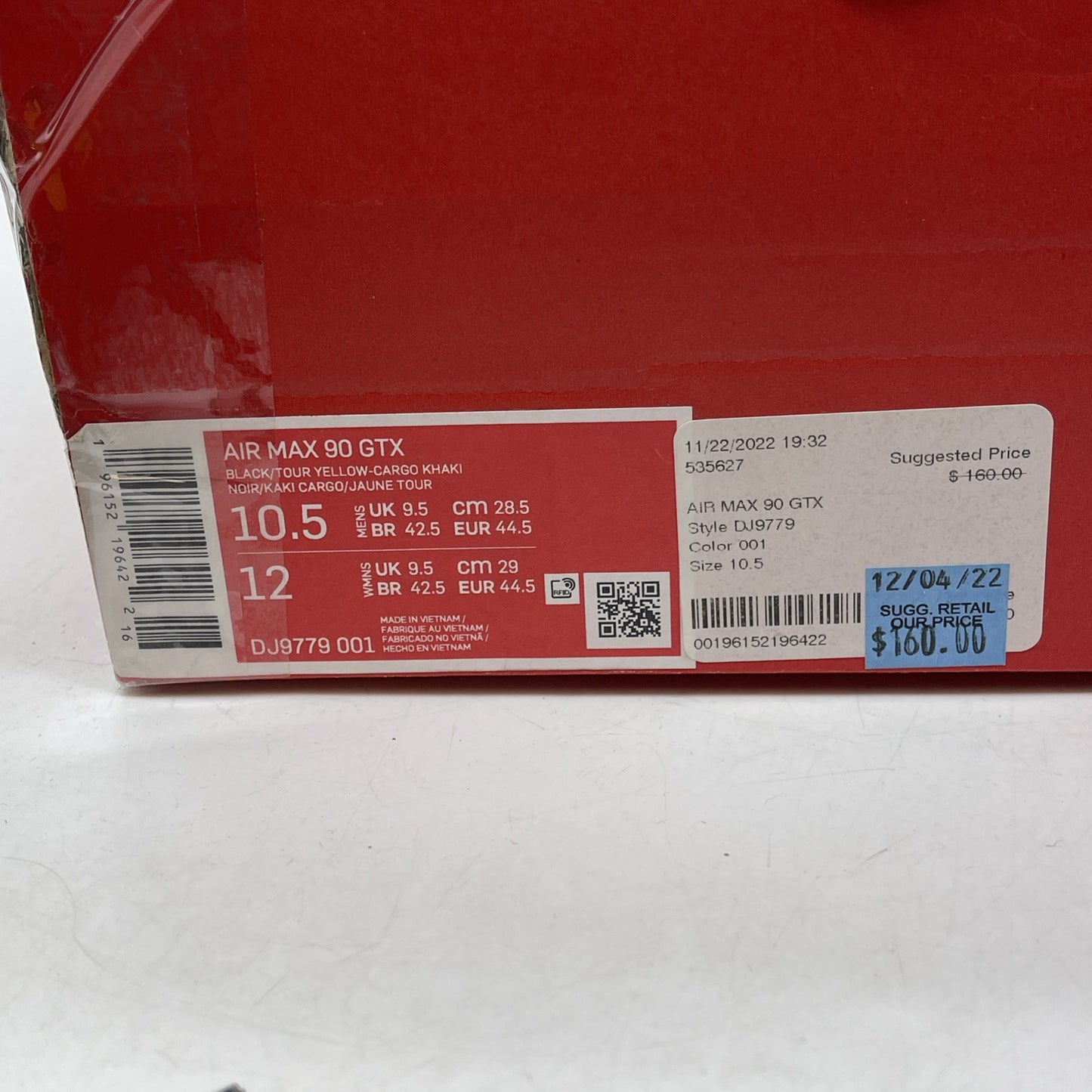 Size 10.5 - Nike Air Max 90 GORE-TEX Tour Yellow Cargo Khaki (DJ9779-001)