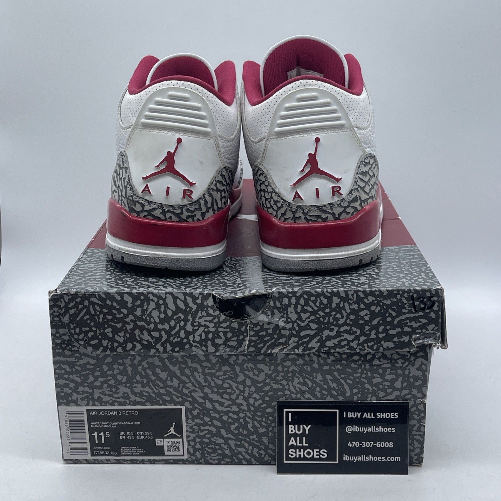 Size 11.5 - Jordan 3 Retro Mid Cardinal Red White Grey Suede (CT8532-126)
