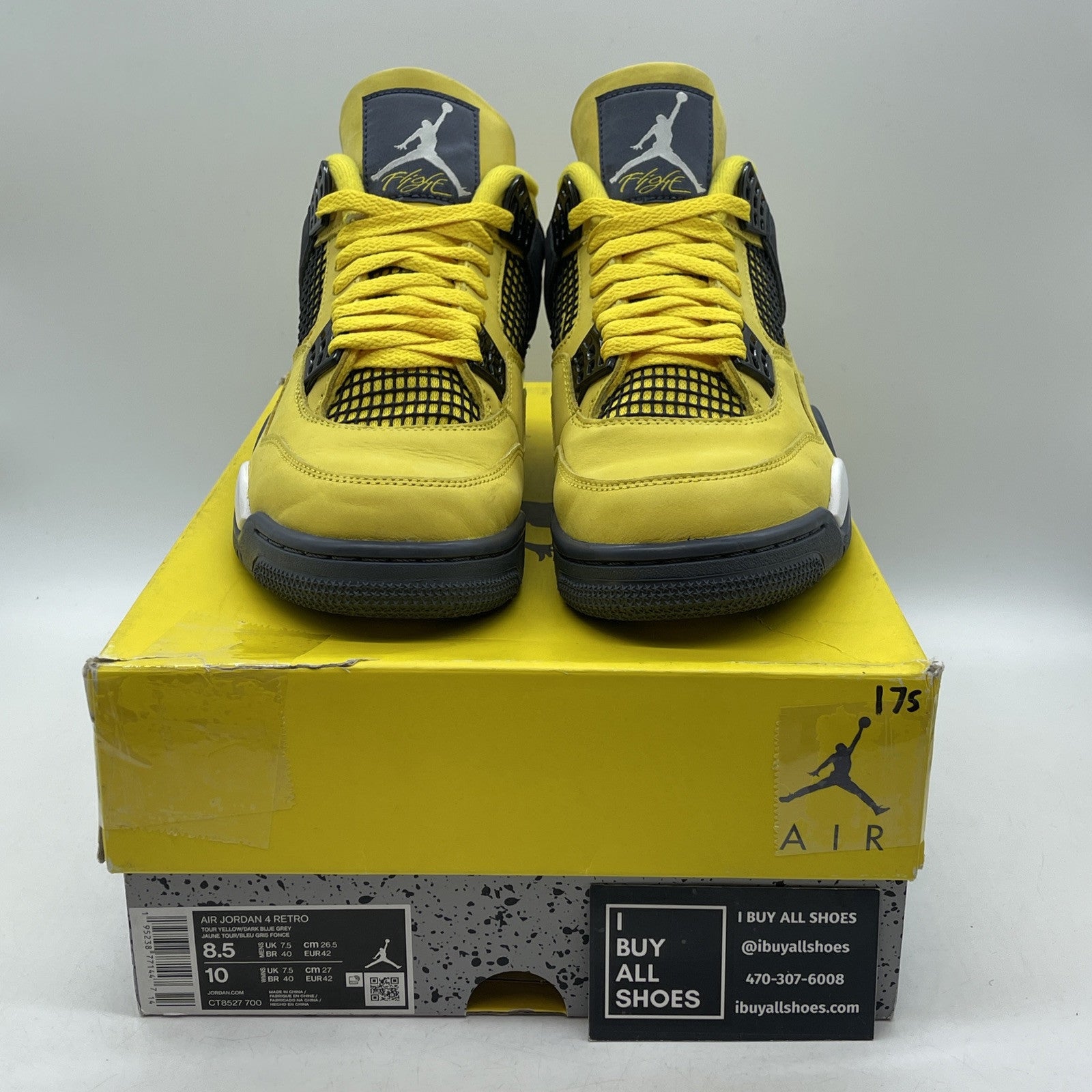 Size 8.5 - Jordan 4 Retro Mid Lightning White Black Grey Suede (CT8527-700)