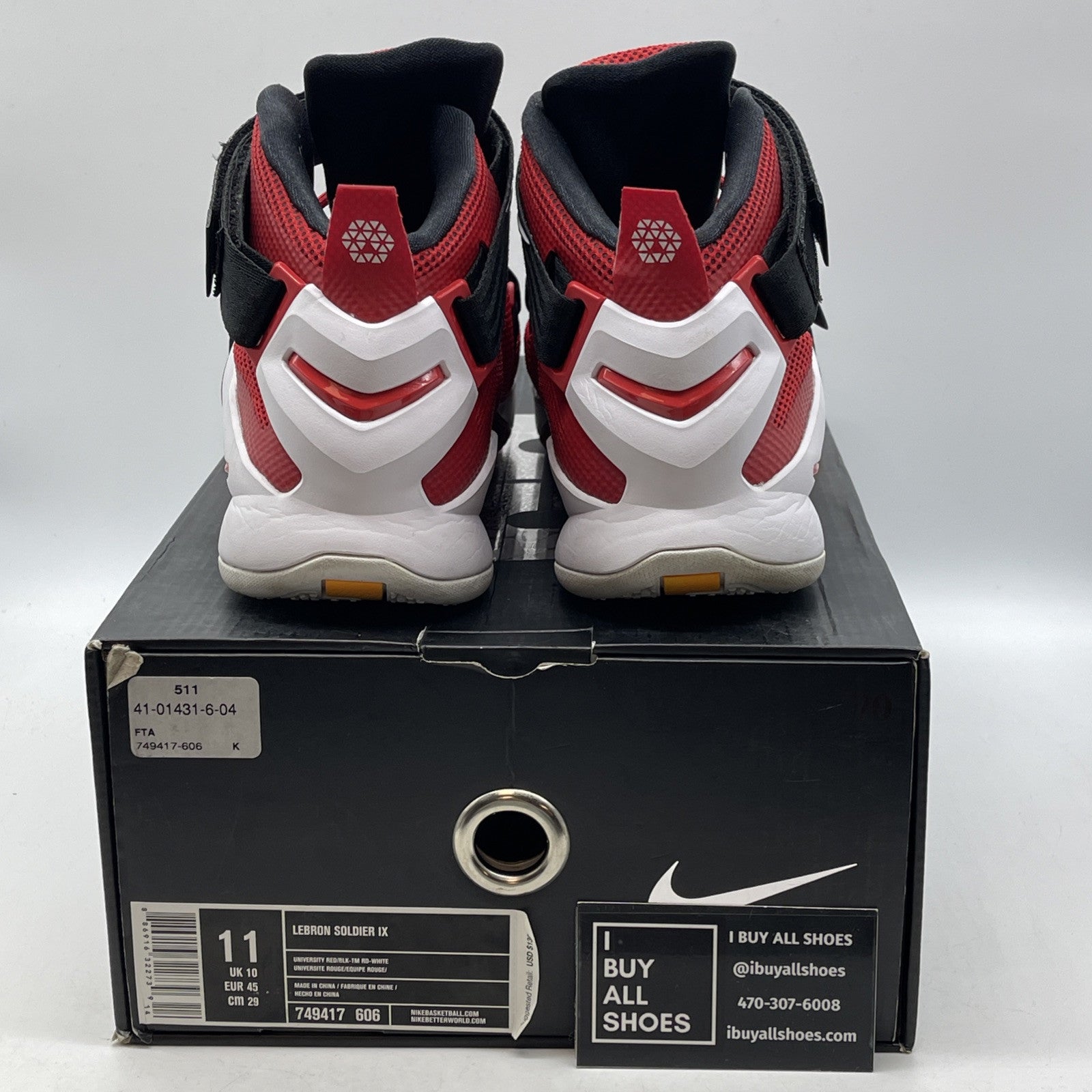 Size 11 - Nike LeBron Soldier 9 University Red Black Suede Leather (749417-606)