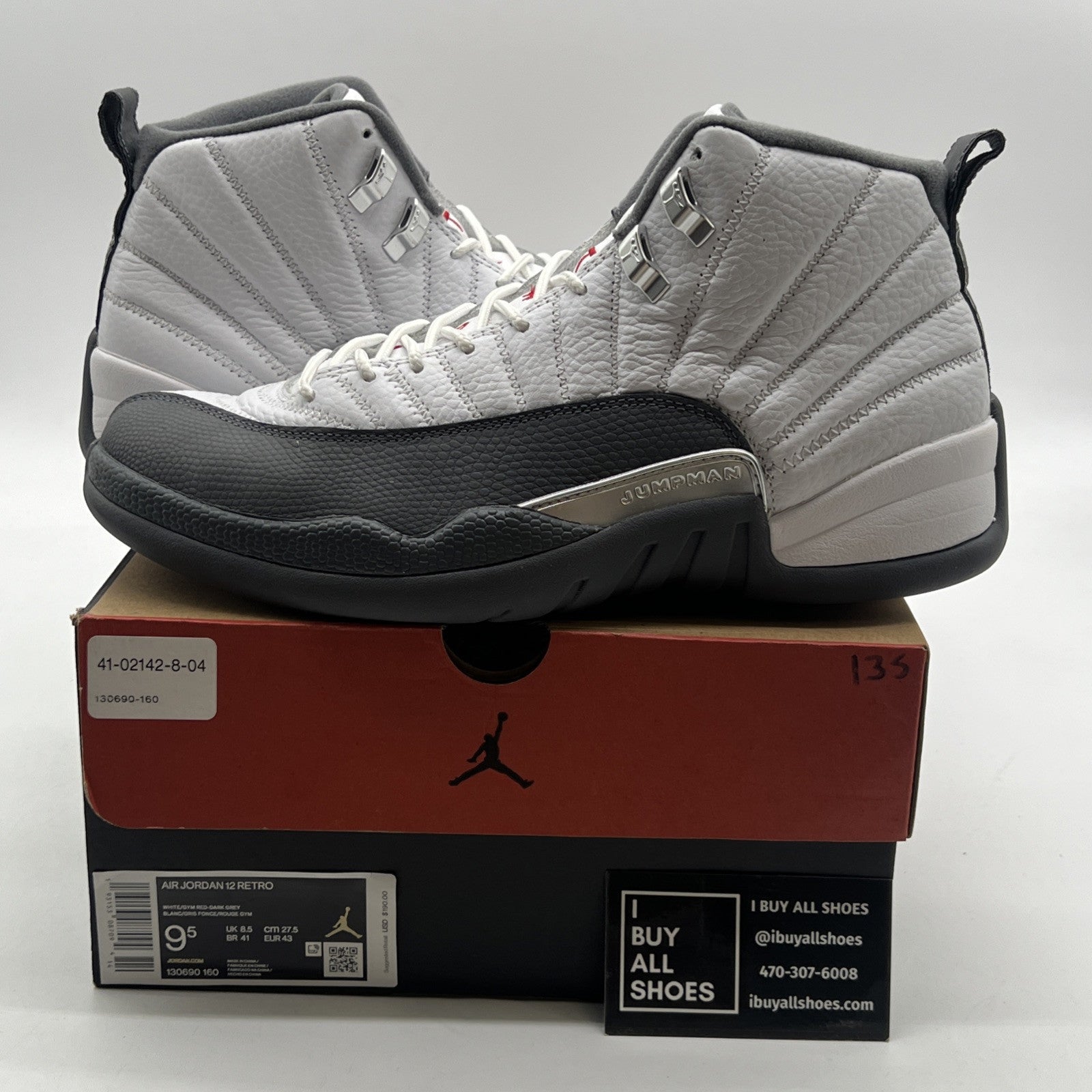 Size 9.5 - Air Jordan 12 Retro Dark Grey (130690-160)