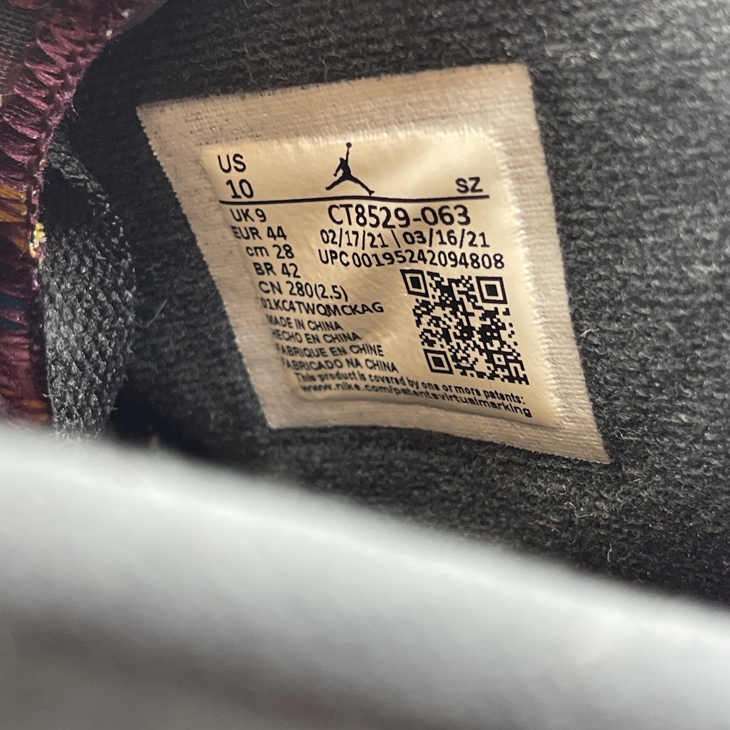 Size 10 - Jordan 6 Bordeaux Black Grey Suede (CT8529-063)