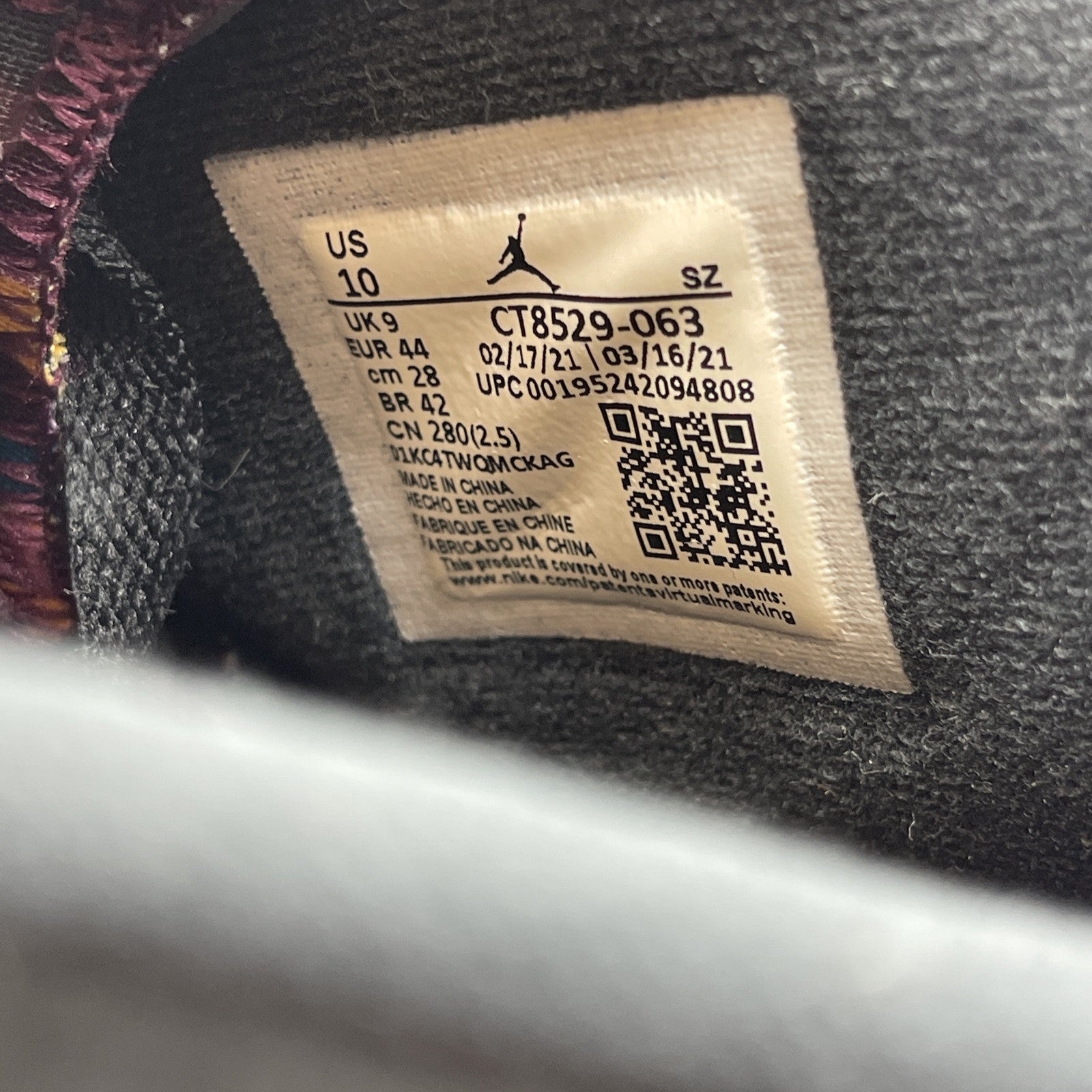 Size 10 - Jordan 6 Bordeaux Black Grey Suede (CT8529-063)