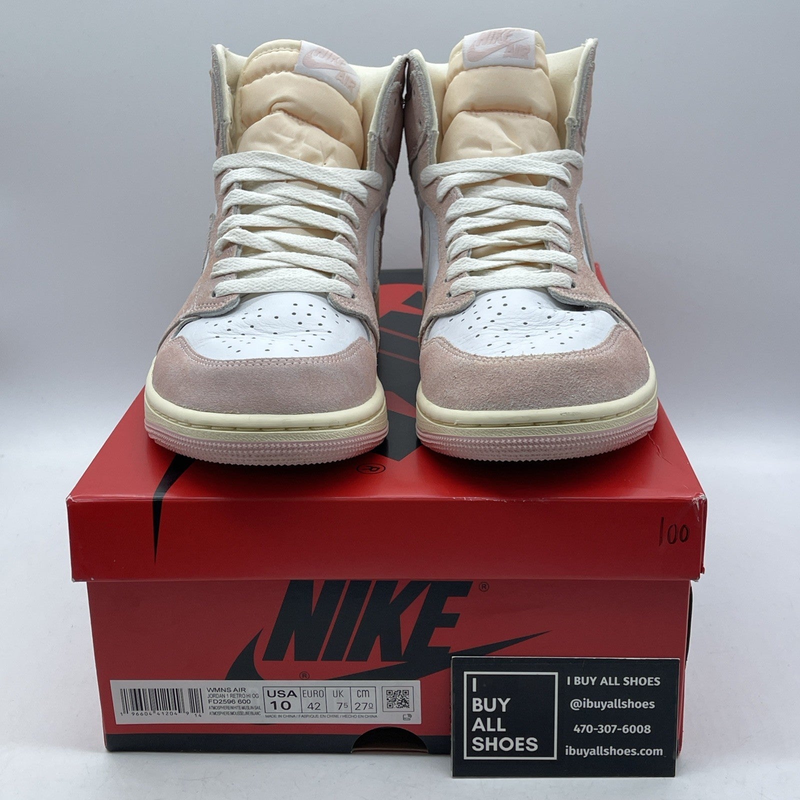 Size 10W - Air Jordan 1 Retro OG High Washed Pink White Suede (FD2596-600)