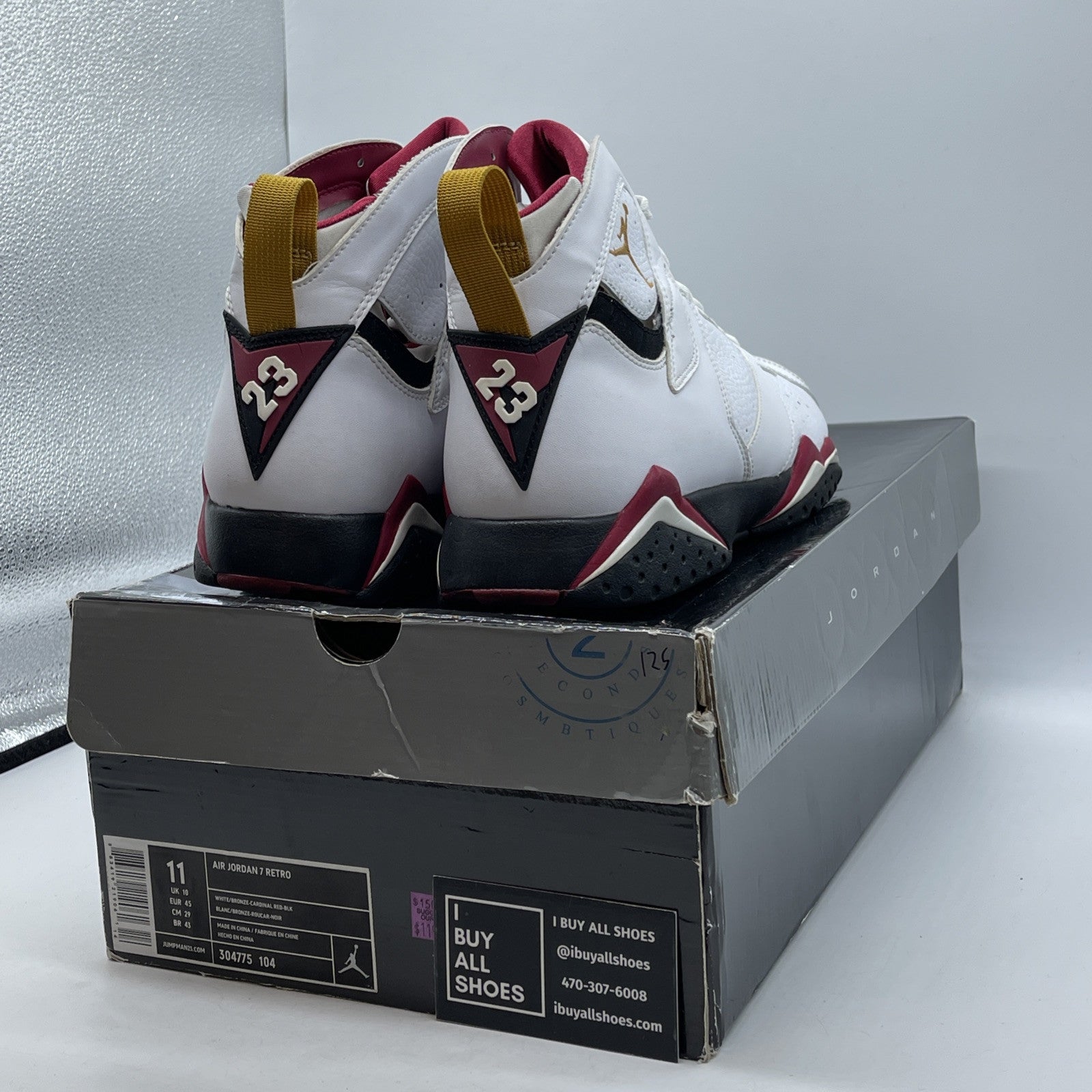 Size 11 - Air Jordan 7 Retro 2011 Cardinal White Black Red Leather (304775-104)