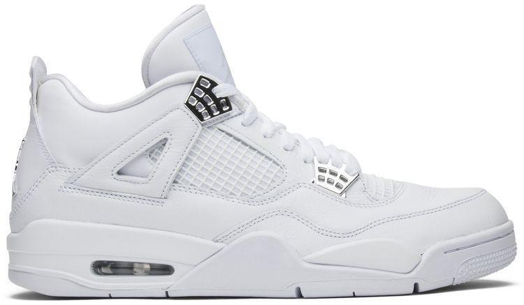 Size 10.5 - Jordan 4 Retro Mid Pure Money White Silver Leather (308497-100)