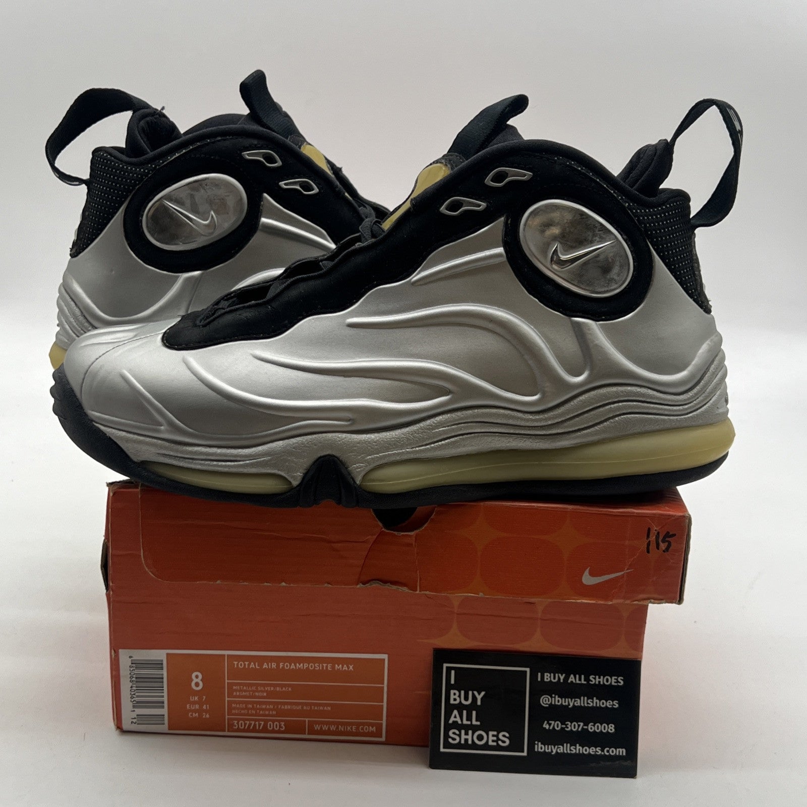 Size 8 - Nike Total Air Foamposite Max Silver 1998 OG Tim Duncan (307717-003)
