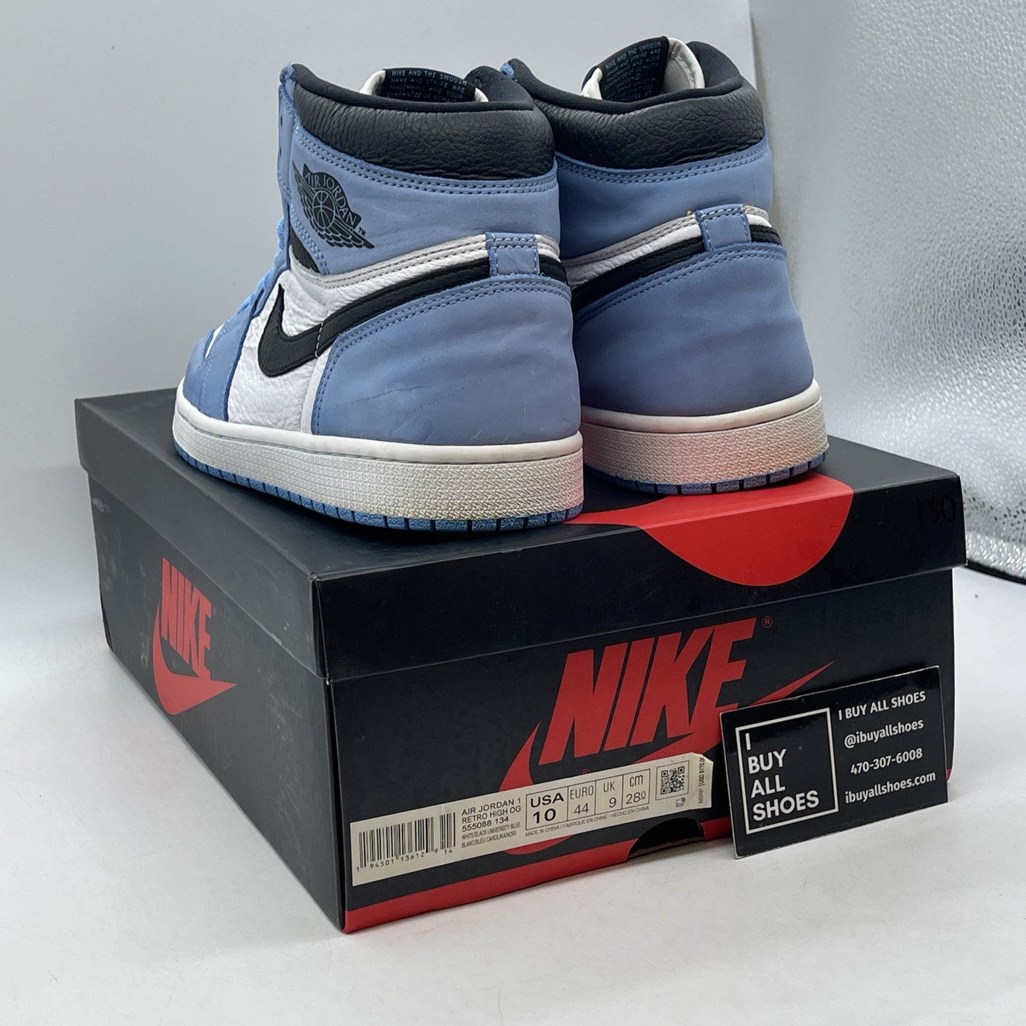Size 10 - Jordan 1 Retro OG High University Blue White Suede Leather (555088-134