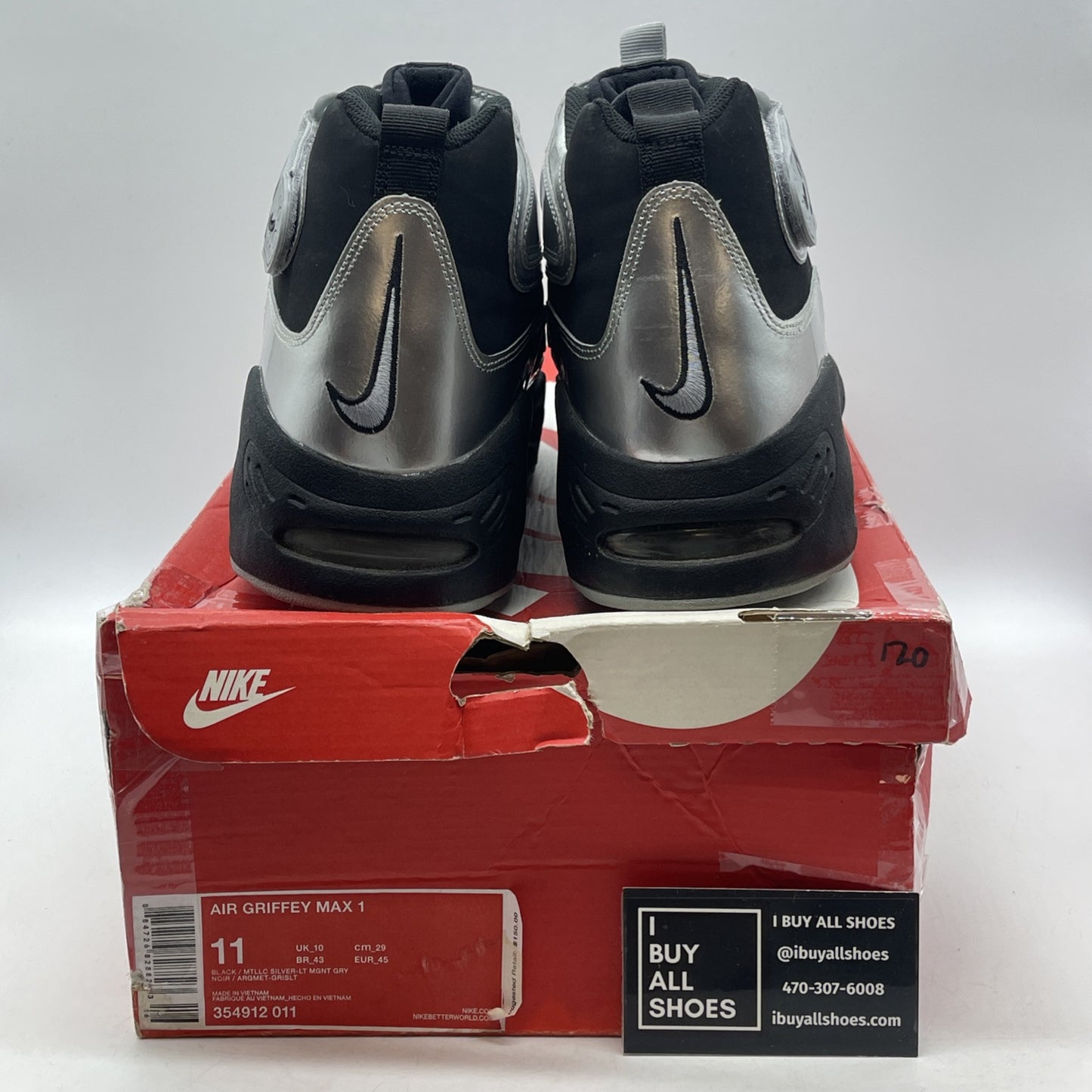 Size 11 - Nike Air Griffey Max 1 Black Metallic Suede Leather (354912-011)